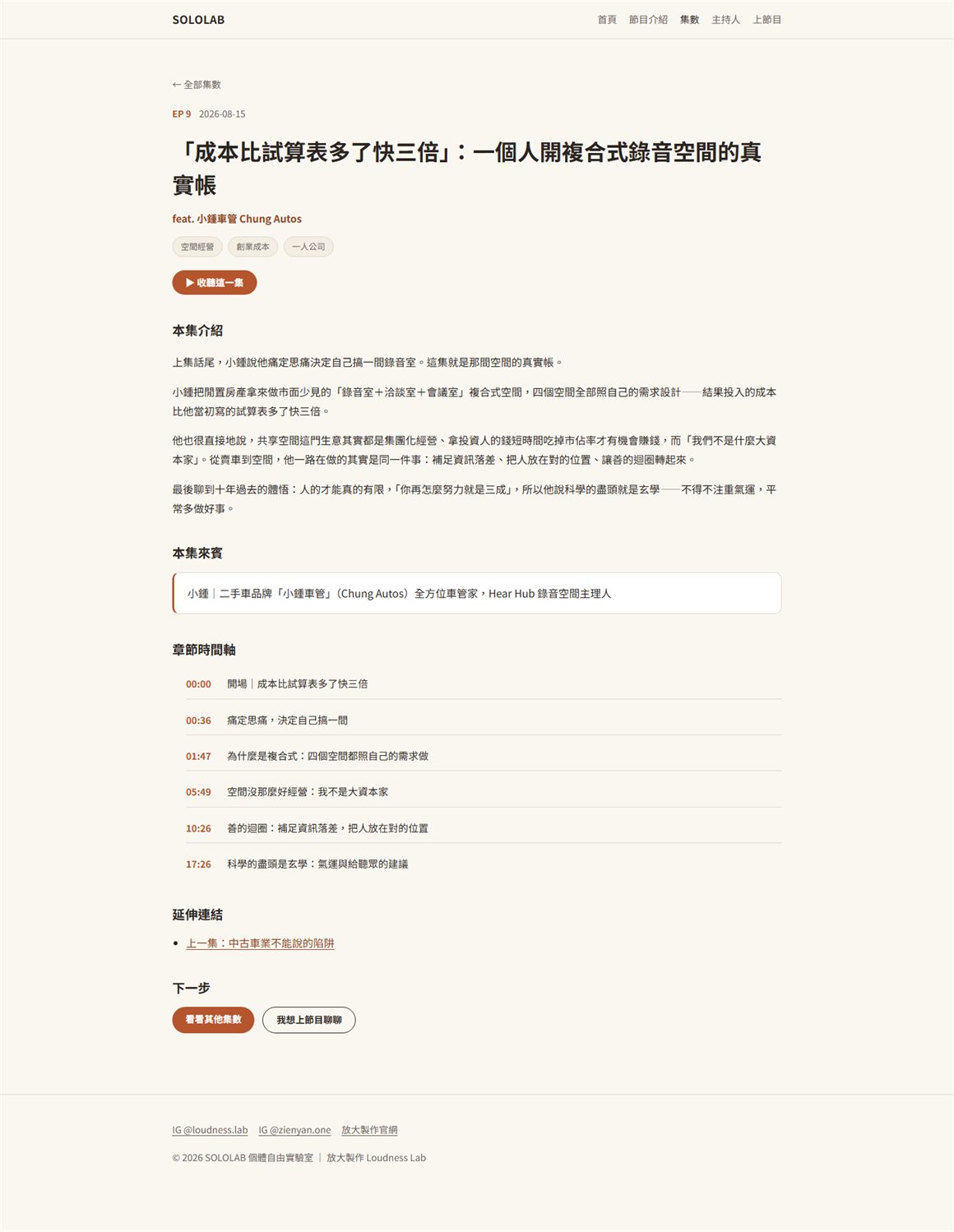SOLOLAB 單集內容頁
